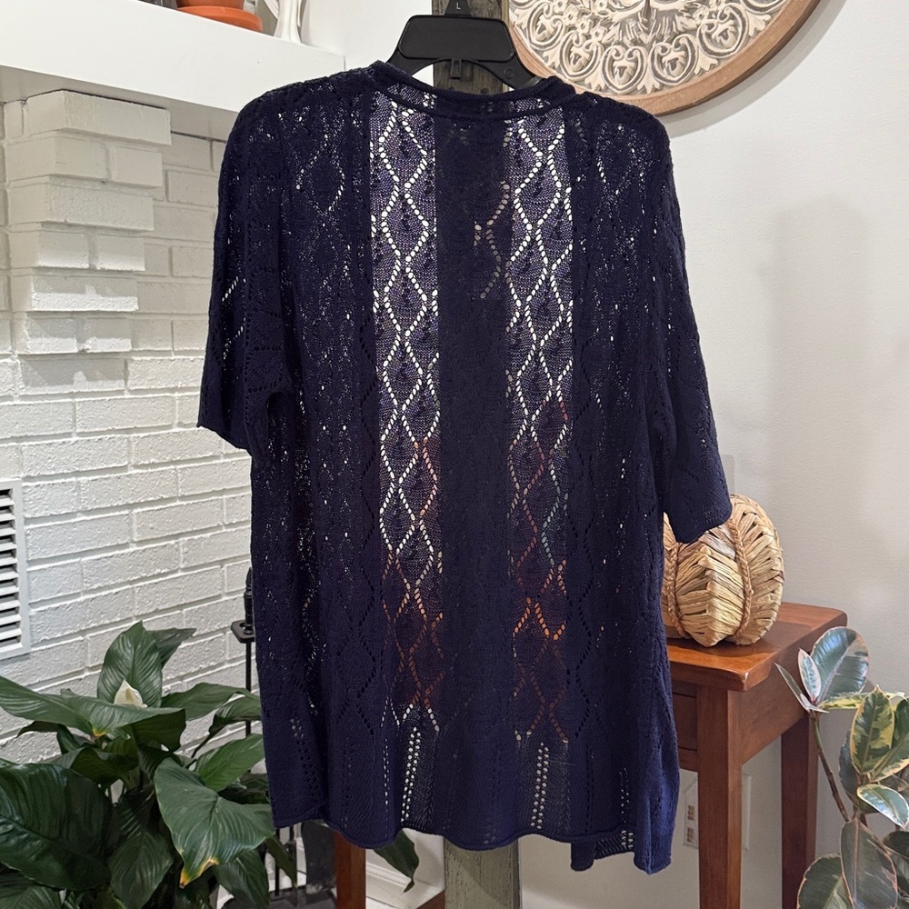 Kim Rogers NWT Navy Blue Women's Open Front Cardigan Sweater Sz 1X - Picture 4 of 5